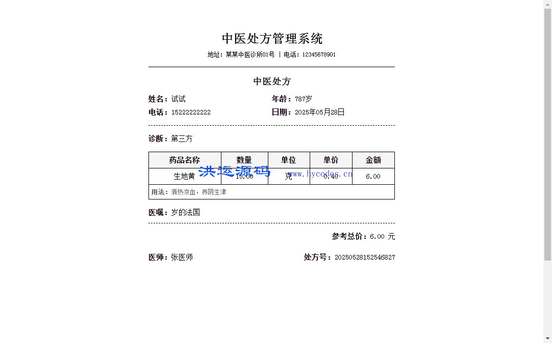 中医处方管理系统 中医处方管理系统